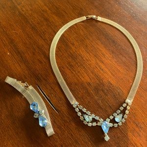 Silver and Topaz choker with matching bracelet